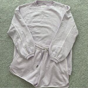 Aerie Real Sweatshirt and Aerie High Waisted Real Short Set Lavender Dawn
